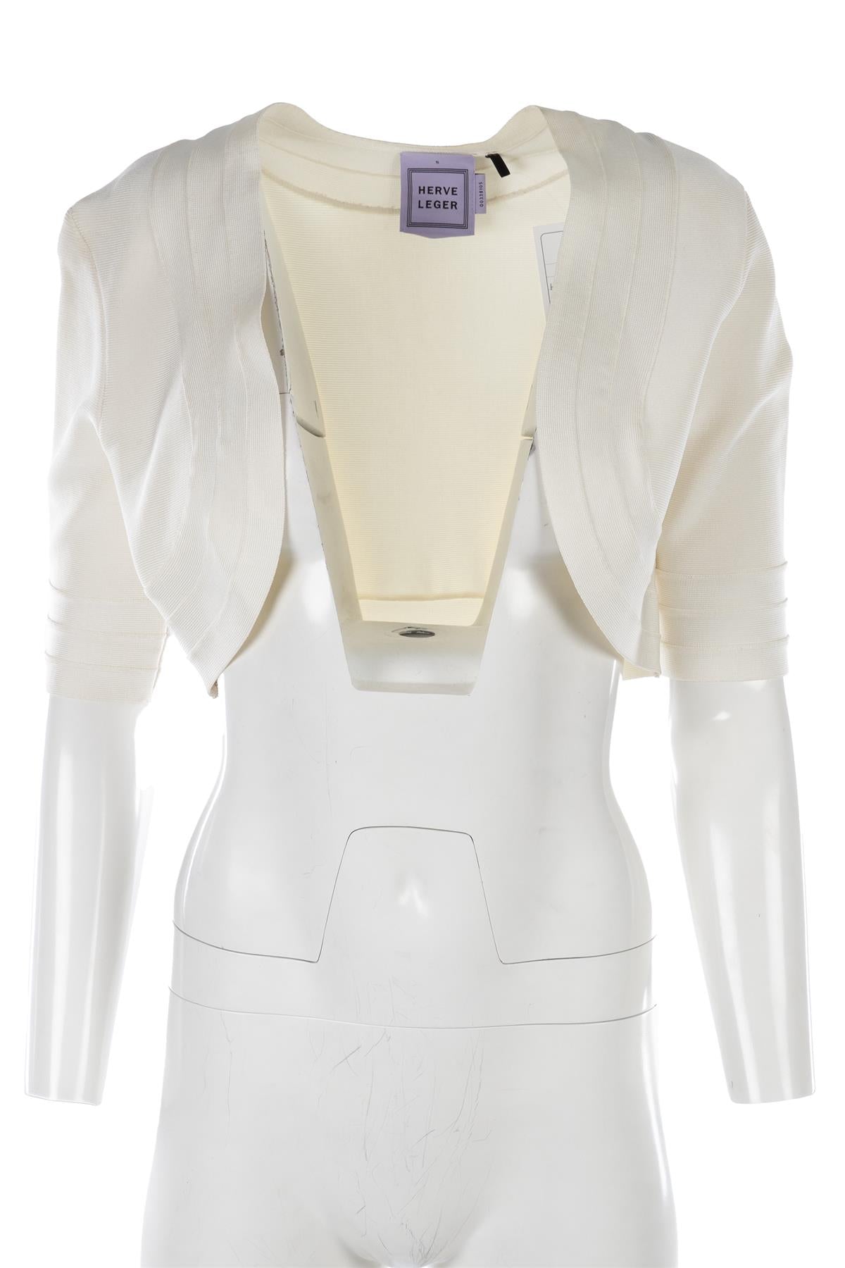 HERVE LEGER IVORY BANDAGE JACKET SMALL