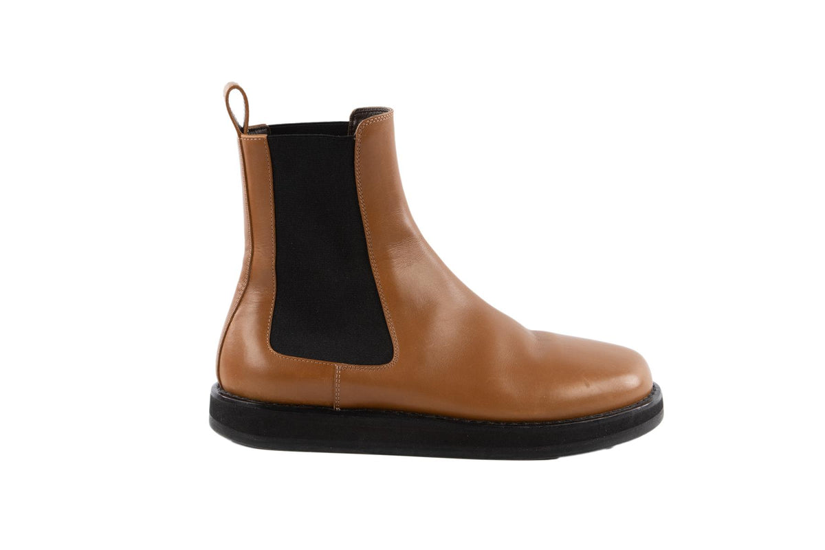 THE ROW TAN GAIA LEATHER ANKLE BOOTS EU 38 UK 5 US 8