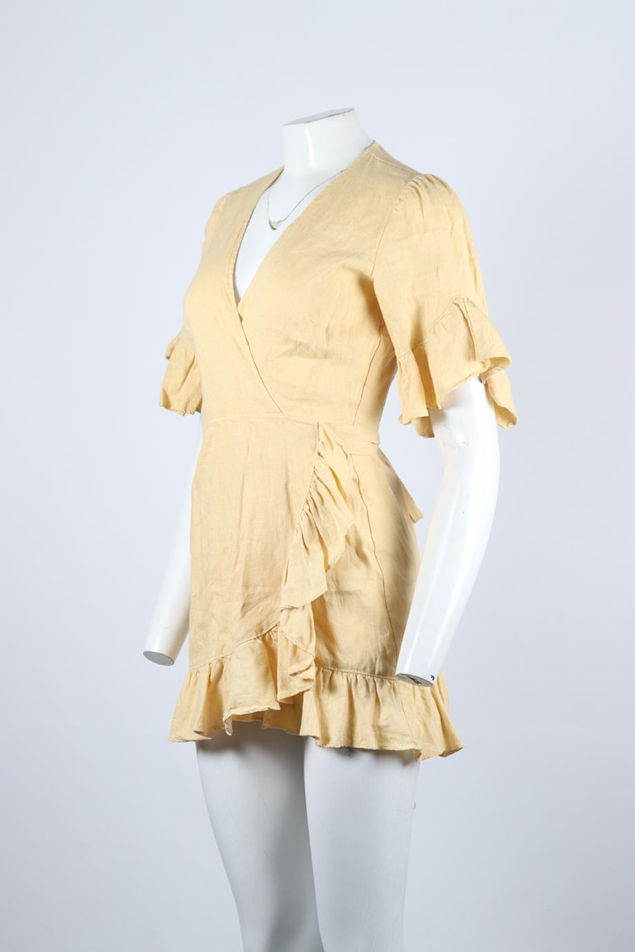 REFORMATION LINEN MINI WRAP DRESS MEDIUM