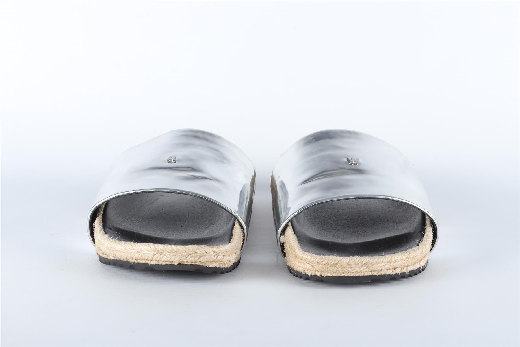 ALEXANDER WANG SILVER LEATHER SLIDES EU 36.5 UK 3.5 US 6.5