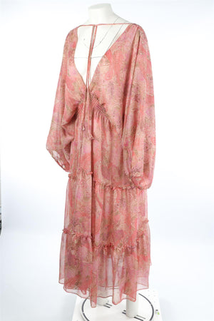 MISA LOS ANGELES PINK CHIFFON MAXI DRESS LARGE
