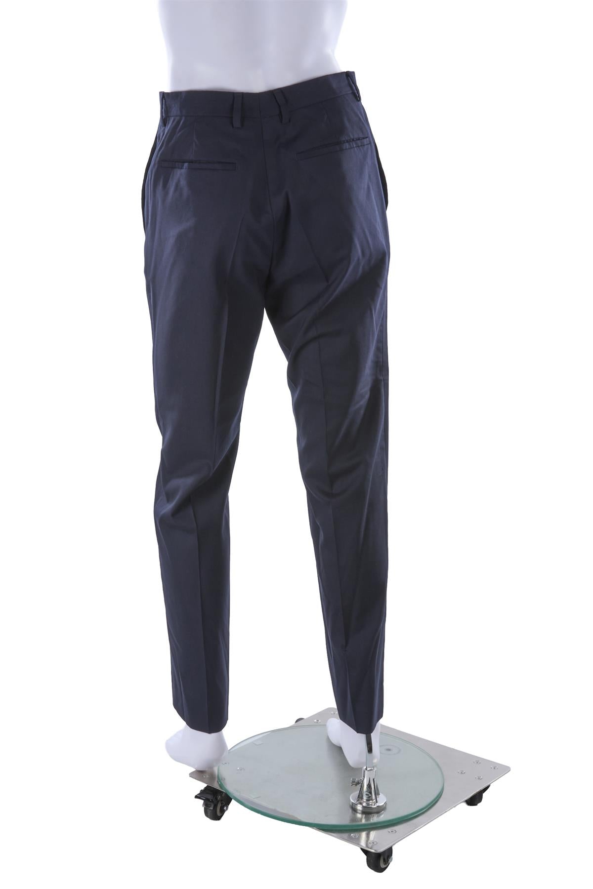NAVY MEN'S WOOL STRAIGHT LEG PANTS