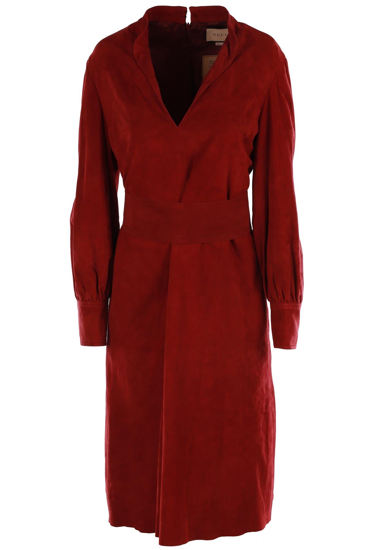 GUCCI RED SUEDE MIDI DRESS IT 42 UK 10