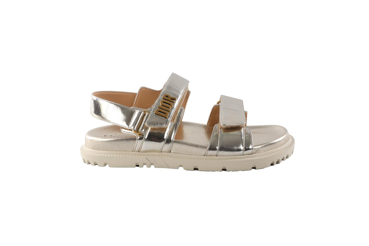 CHRISTIAN DIOR GOLD DIORACT LEATHER SANDALS EU 38 UK 5 US 8