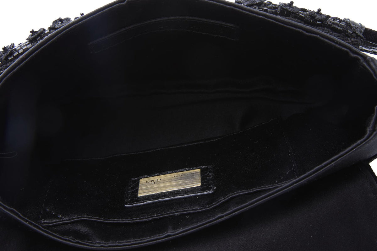FENDI BLACK 2006 B BIS MINI SATIN CLUTCH