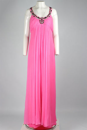 TEMPERLEY LONDON PINK SILK MAXI DRESS UK 14