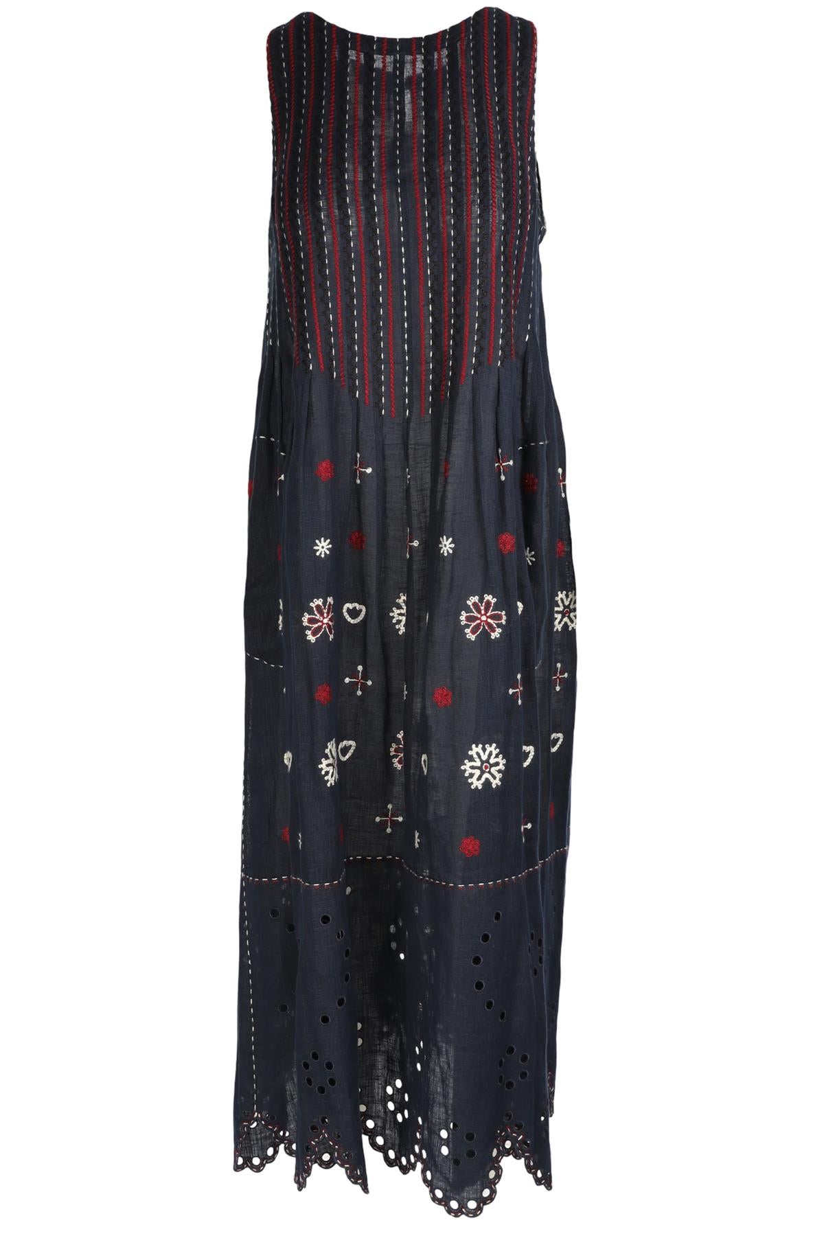 VITA KIN NAVY LINEN MAXI DRESS XSMALL