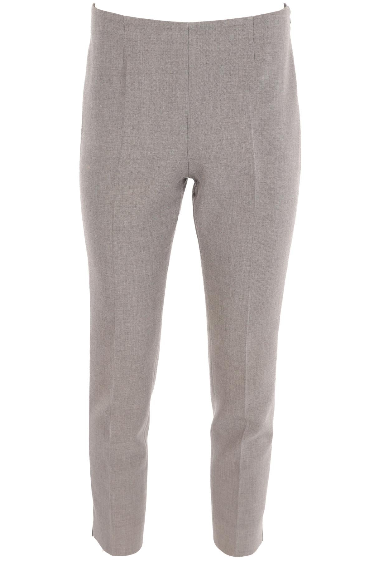 PESERICO GREY WOVEN STRAIGHT LEG PANTS IT 42 UK 10