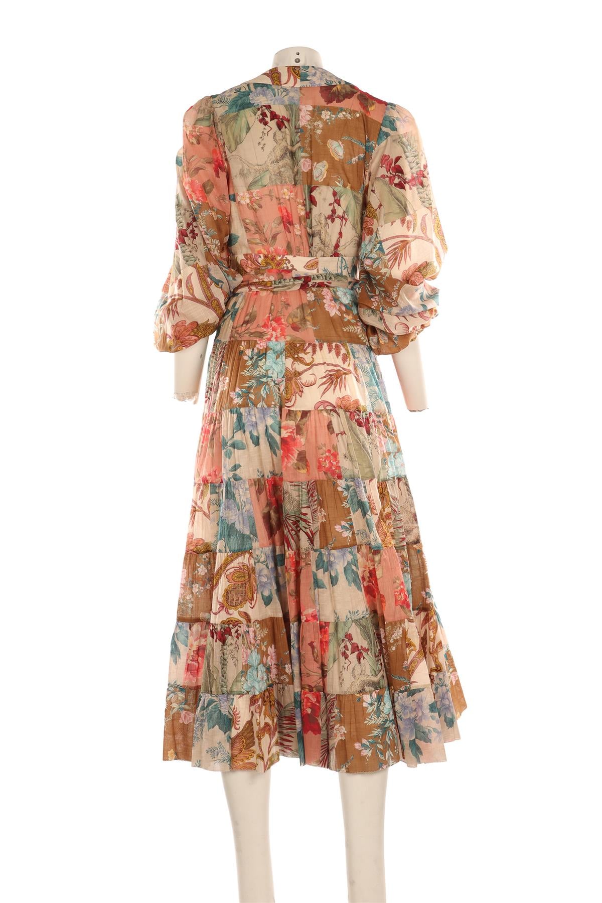 ZIMMERMANN MULTI LINEN MAXI DRESS 1 UK 10