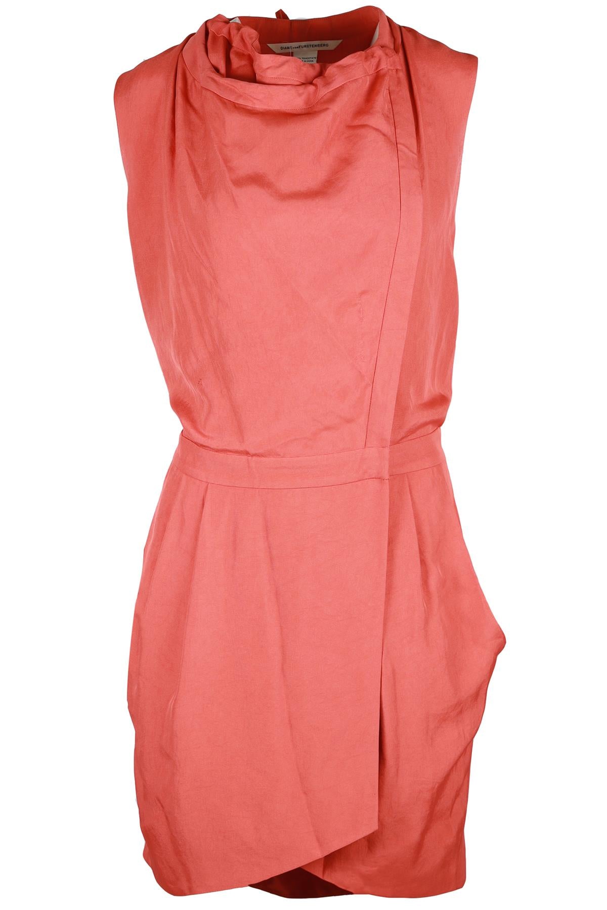 DIANE VON FURSTENBERG ORANGE WOVEN MINI DRESS UK 12