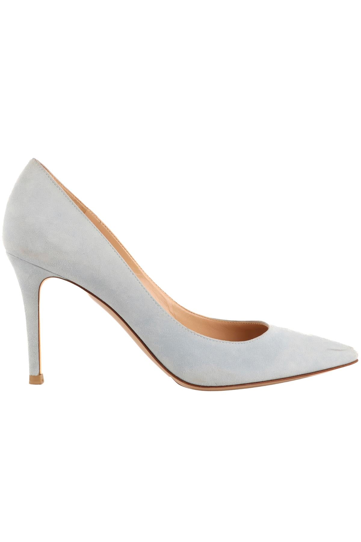GIANVITO ROSSI BLUE SUEDE PUMPS EU 38 UK 5 US 8