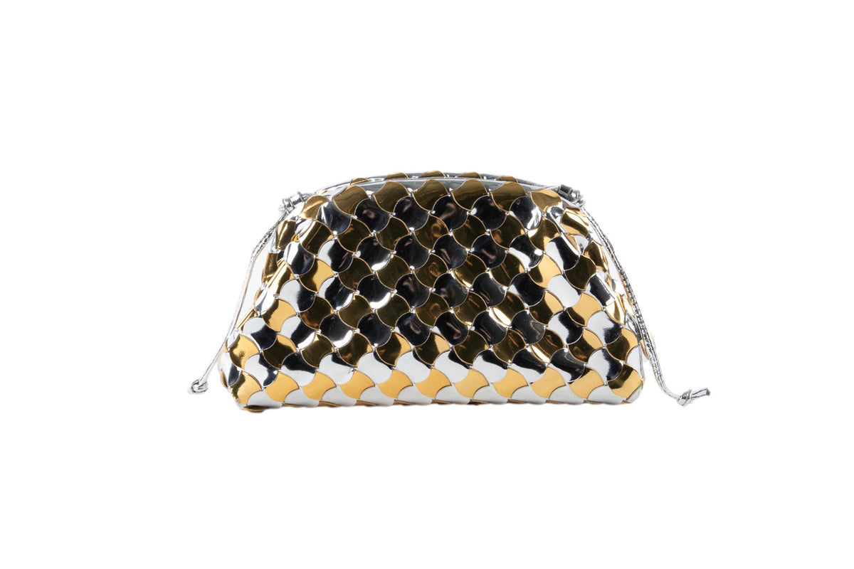 BOTTEGA VENETA GOLD POUCH MINI LEATHER SHOULDER BAG