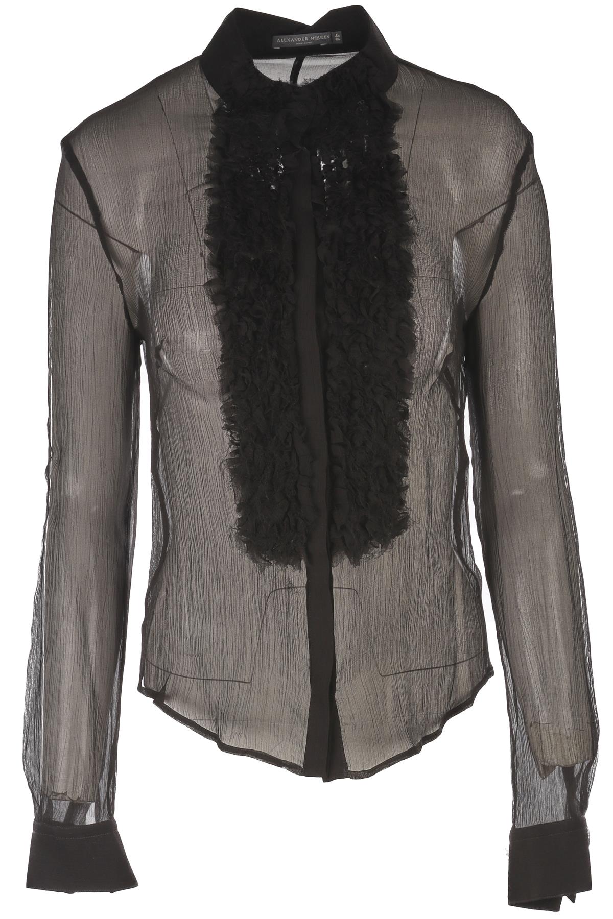 ALEXANDER MCQUEEN BLACK SILK SHIRT MEDIUM