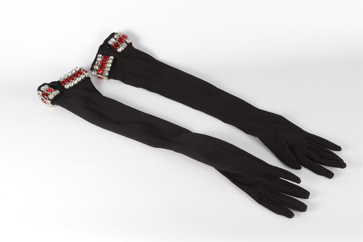 DAVID KOMA BLACK CRYSTAL AND JERSEY GLOVES MEDIUM
