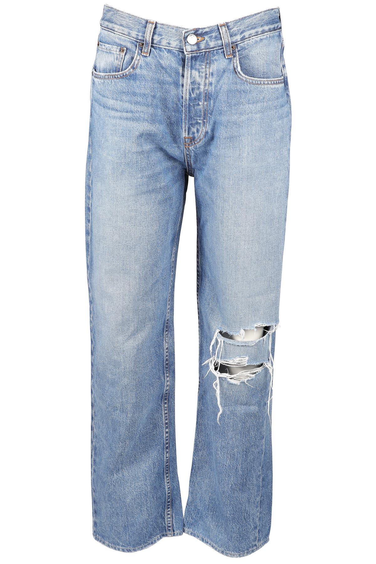 GRLFRND BLUE HIGH RISE STRAIGHT LEG JEANS W26 UK 8