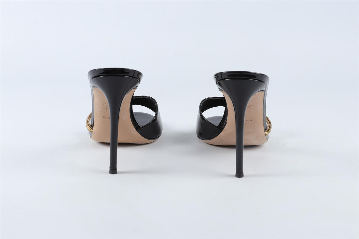 GIUSEPPE ZANOTTI BLACK LEATHER SANDALS EU 38 UK 5 US 8