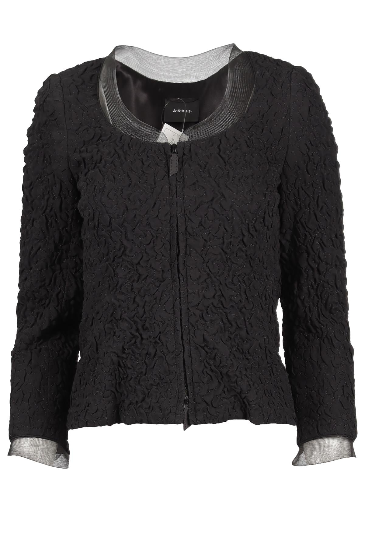 AKRIS BLACK SILK JACKET FR 40 UK 12
