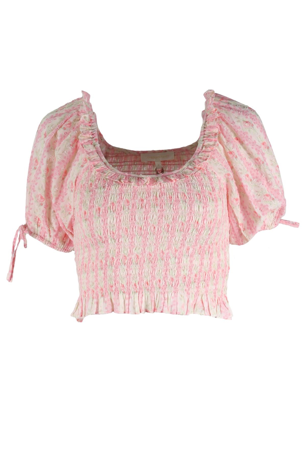 LOVESHACKFANCY PINK COTTON TOP SMALL