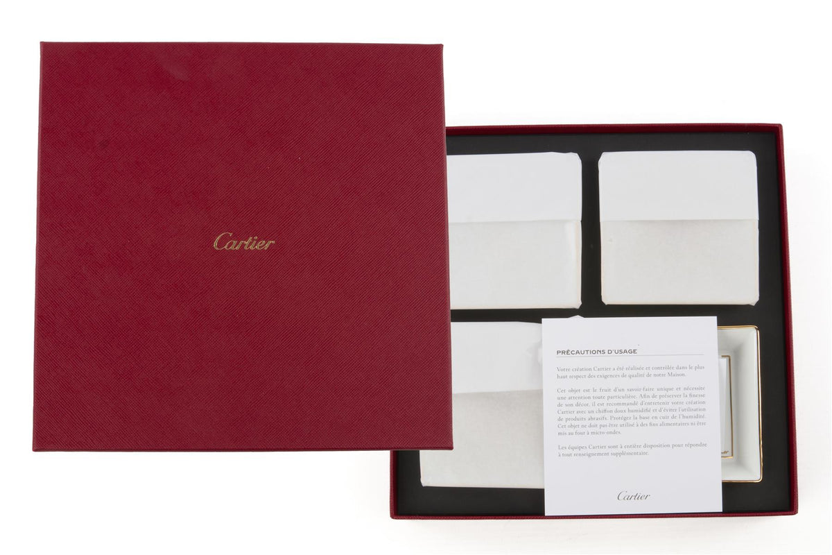 CARTIER WHITE DIABOLO DE CARTIER SET OF 4 TRINKET TRAYS