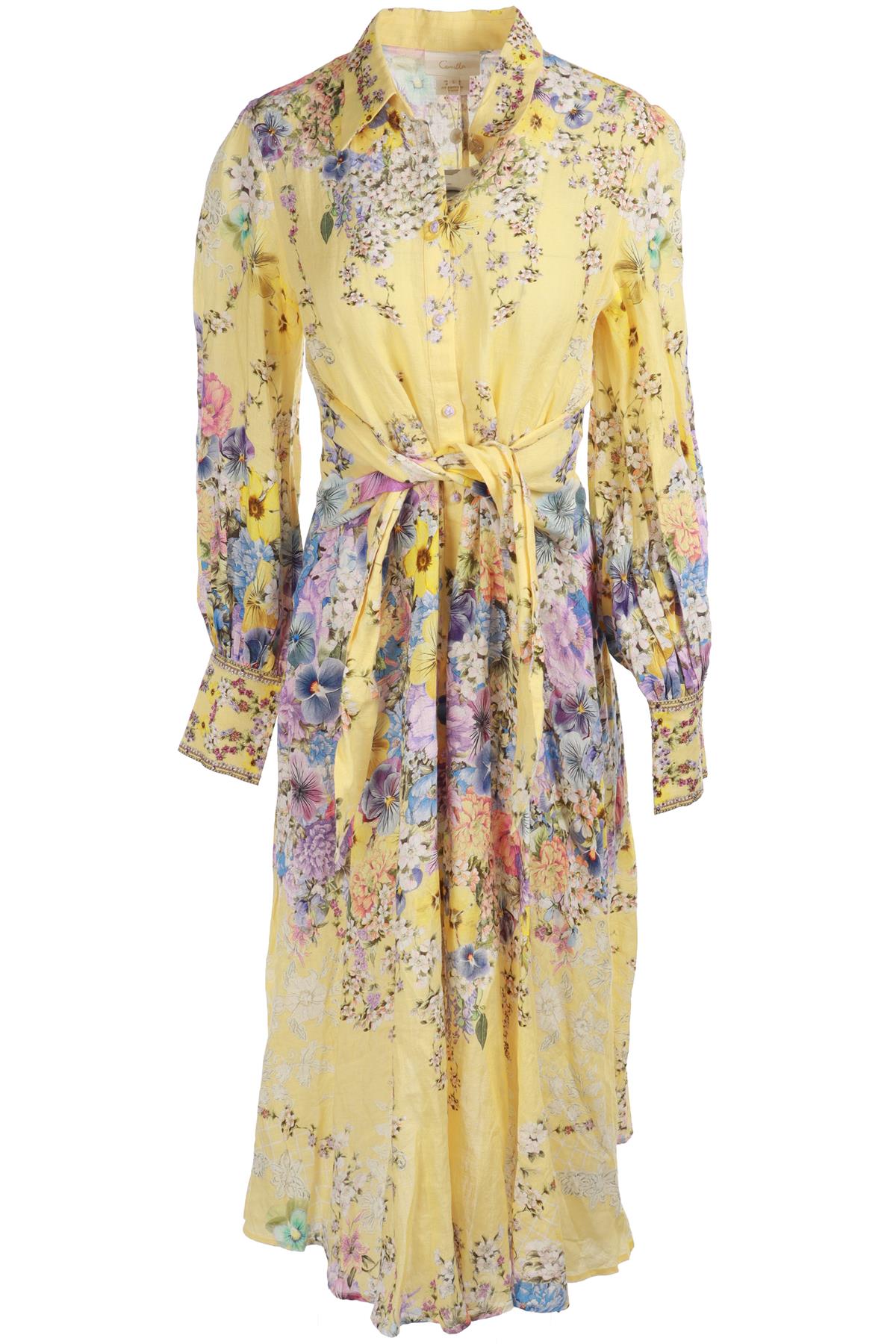 CAMILLA YELLOW LINEN MAXI DRESS SMALL