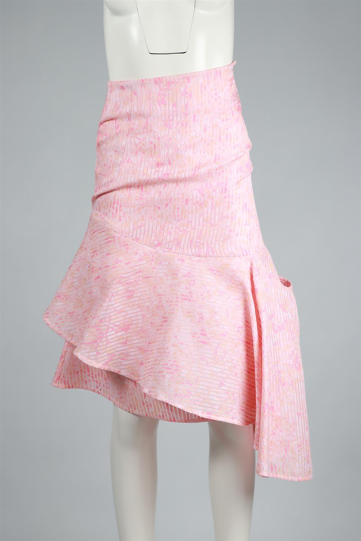 EUDON CHOI PINK SILK BLEND MIDI SKIRT UK 6
