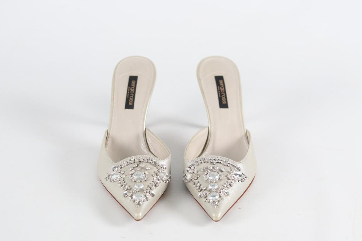 SERGIO ROSSI LEATHER MULES EU 39.5 UK 6.5 US 9.5