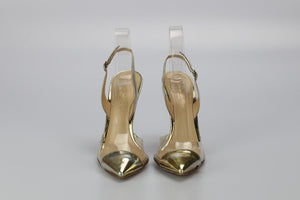 GIANVITO ROSSI PVC AND PATENT LEATHER SLINGBACK PUMPS EU 37.5 UK 4.5 US 7.5