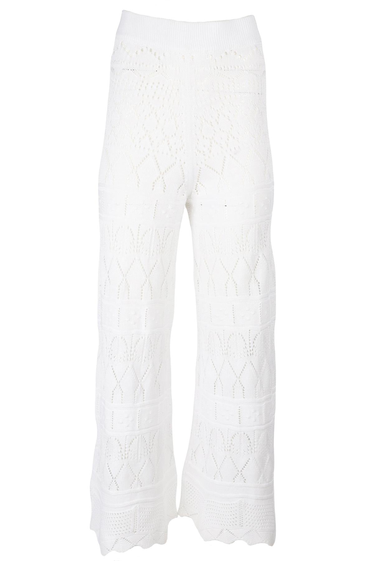 ERES WHITE CROCHET FLARED PANTS FR 40 UK 12