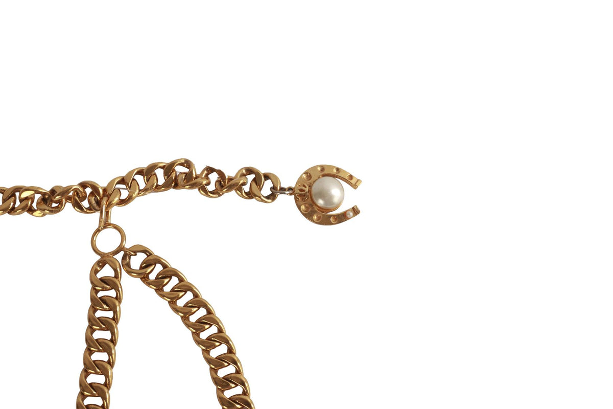 CHANEL GOLD VINTAGE GOLD TONE CHAIN WAIST BELT