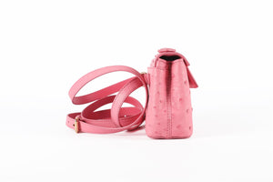 ANALEENA PINK OSTRICH LEATHER CLUTCH