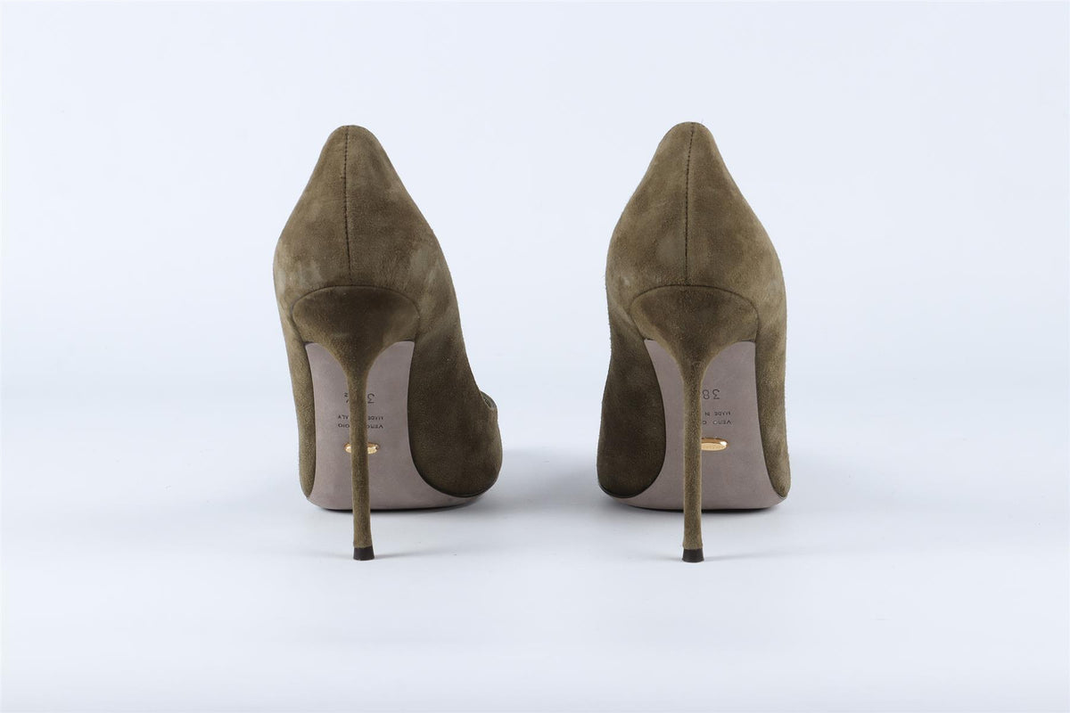SERGIO ROSSI GREEN SUEDE PUMPS EU 38.5 UK 5.5 US 8.5