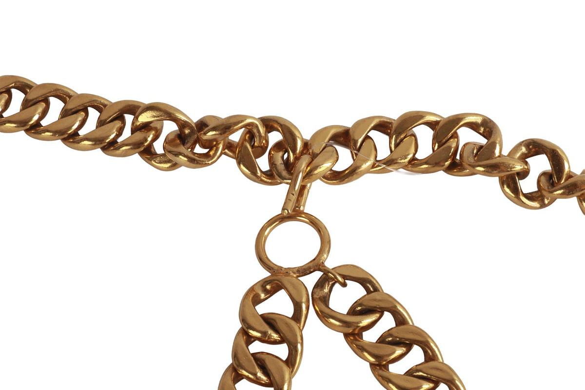 CHANEL GOLD VINTAGE GOLD TONE CHAIN WAIST BELT