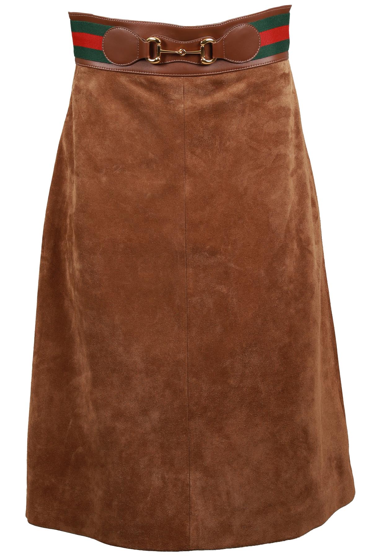 GUCCI BROWN SUEDE MIDI SKIRT IT 42 UK 10