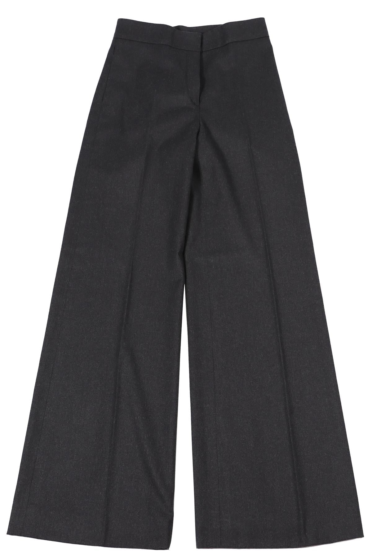 OSCAR DE LA RENTA GREY 2008 WOOL BLEND WIDE LEG PANTS US 2 UK 6