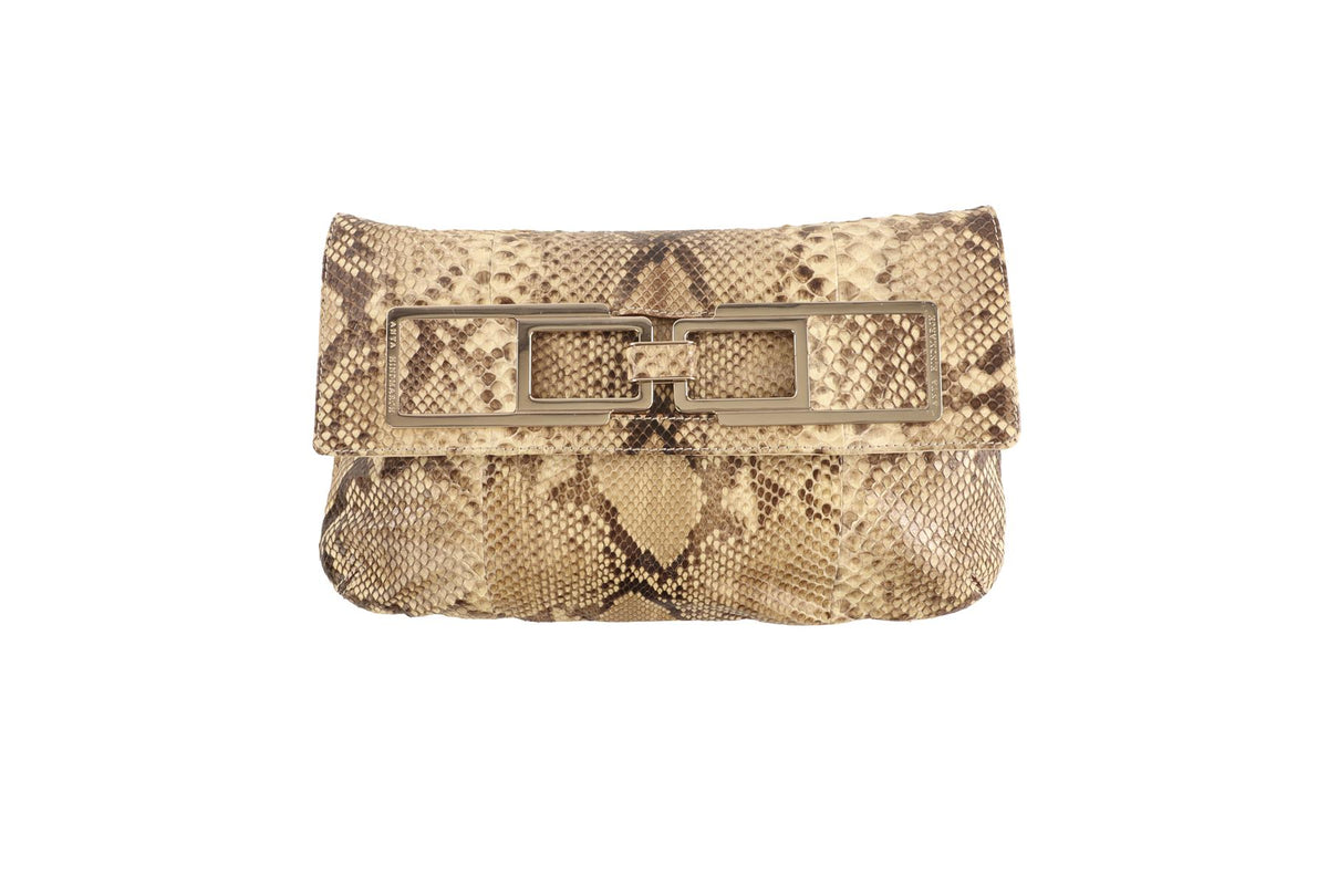 ANYA HINDMARCH BROWN PYTHON CLUTCH