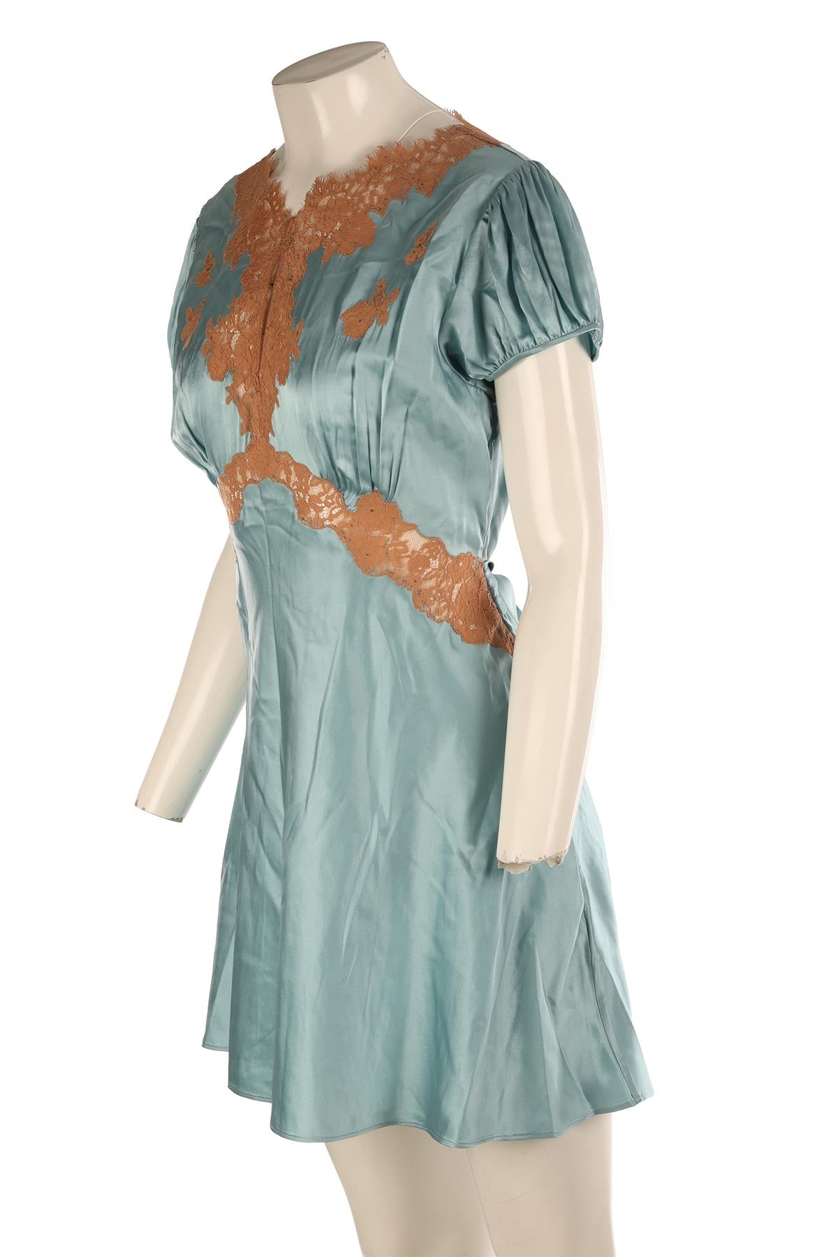 DOEN BLUE SILK MINI DRESS LARGE