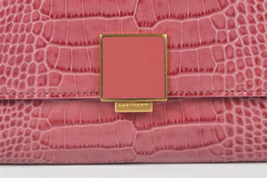 SMYTHSON OF BOND STREET PINK CROC EFFECT LEATHER TRAVEL WALLET