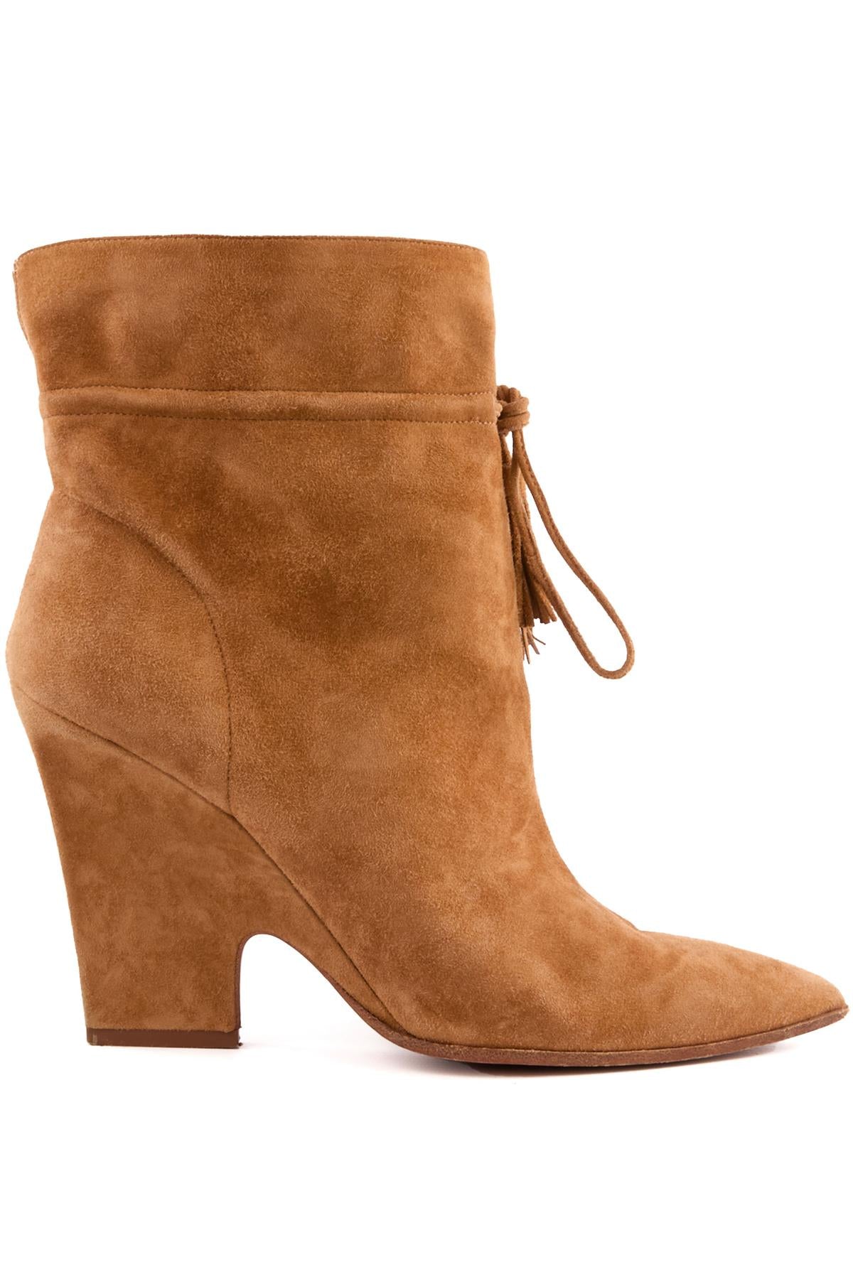 AQUAZZURA BEIGE SUEDE ANKLE BOOTS EU 40 UK 7 US 10