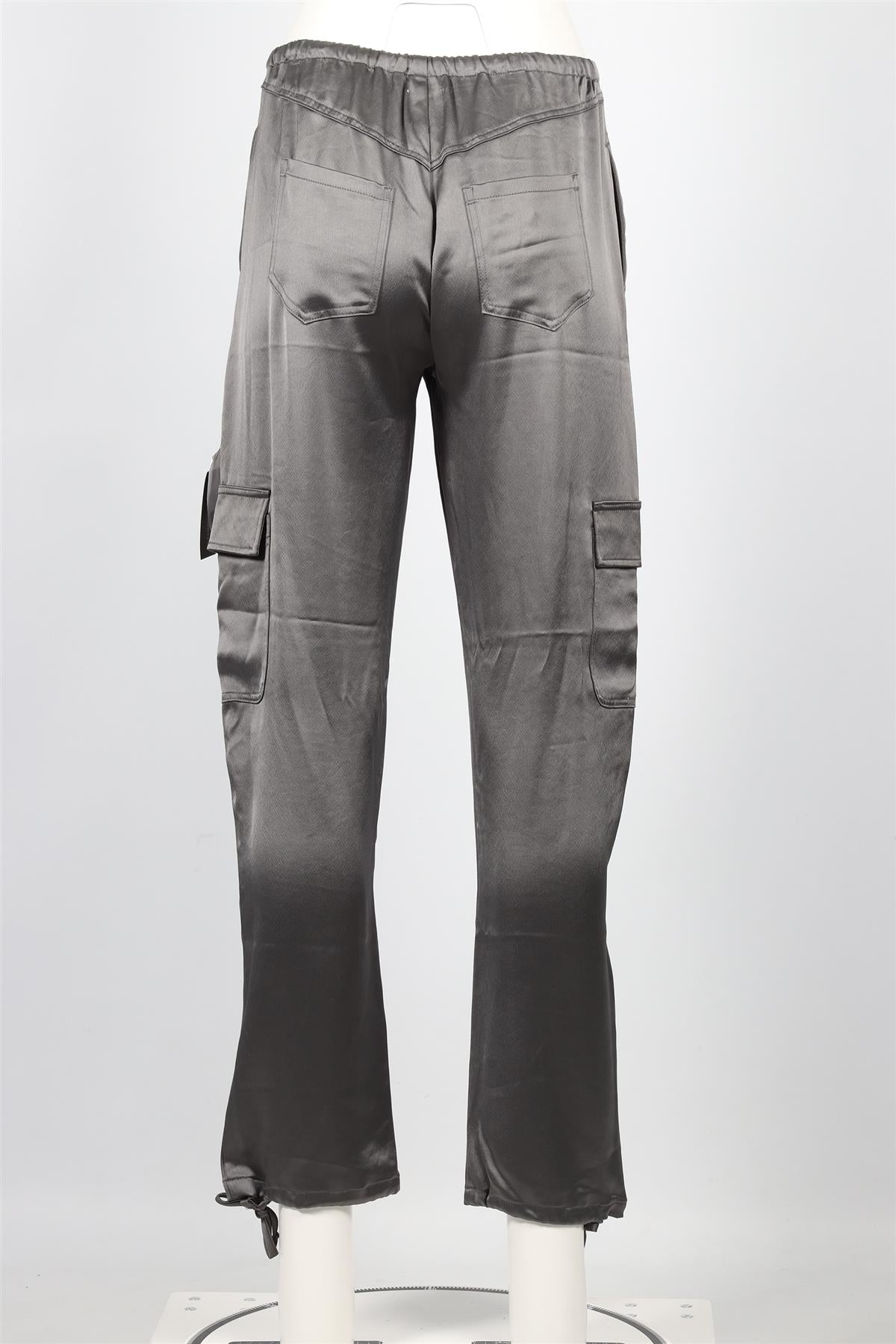 LESET GREY SATIN CARGO PANTS XSMALL