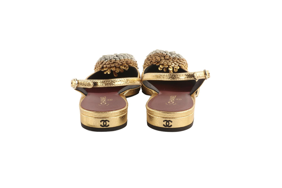 CHANEL GOLD 2026 LEATHER BALLET FLATS EU 41 UK 8 US 11