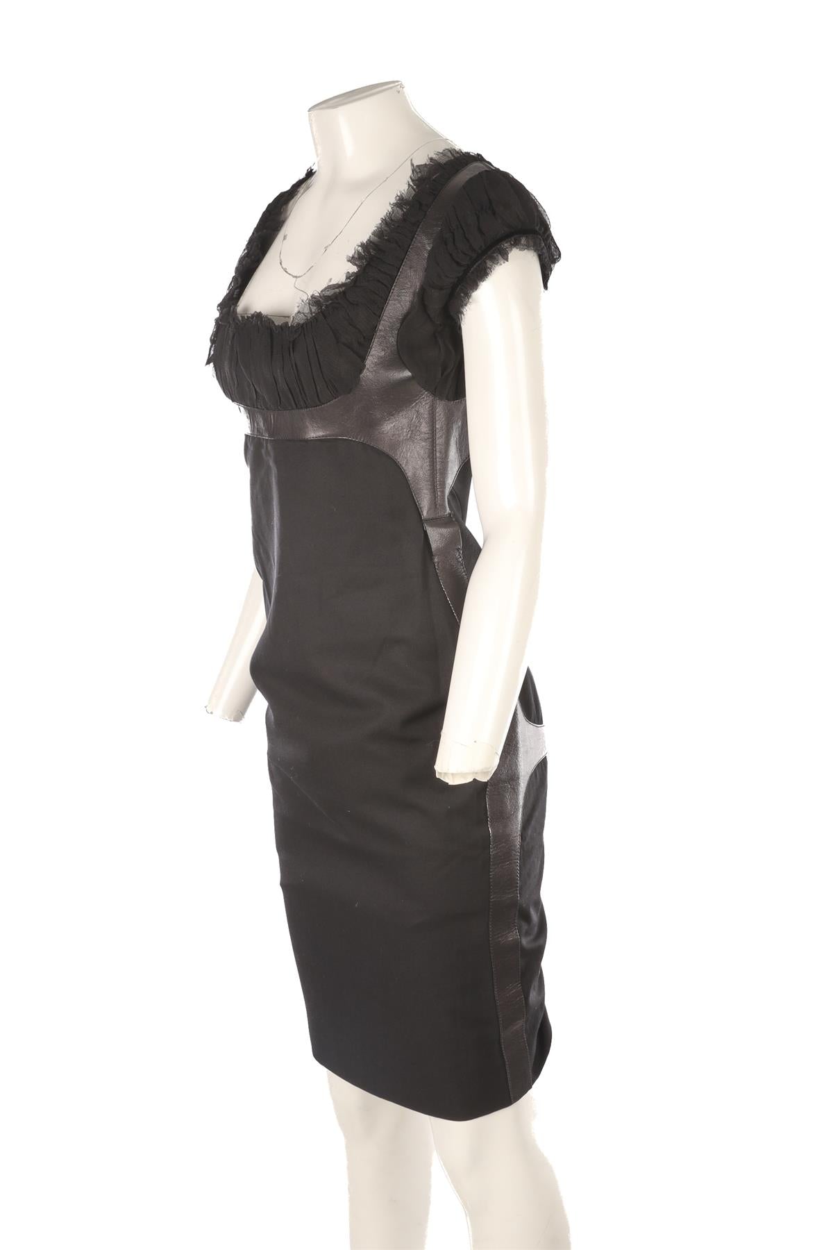 ALEXANDER MCQUEEN BLACK 2001 WOOL MIDI DRESS IT 42 UK 10