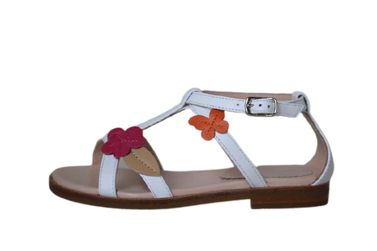 IL GUFO GIRLS WHITE LEATHER FLORAL SANDALS EU 26 UK 8.5