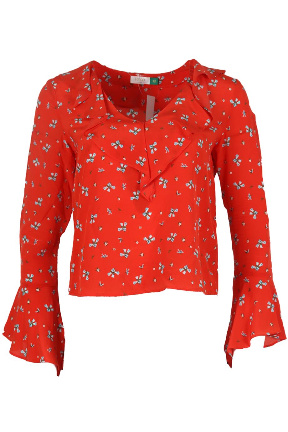 RIXO FLORAL PRINT SILK TOP XSMALL