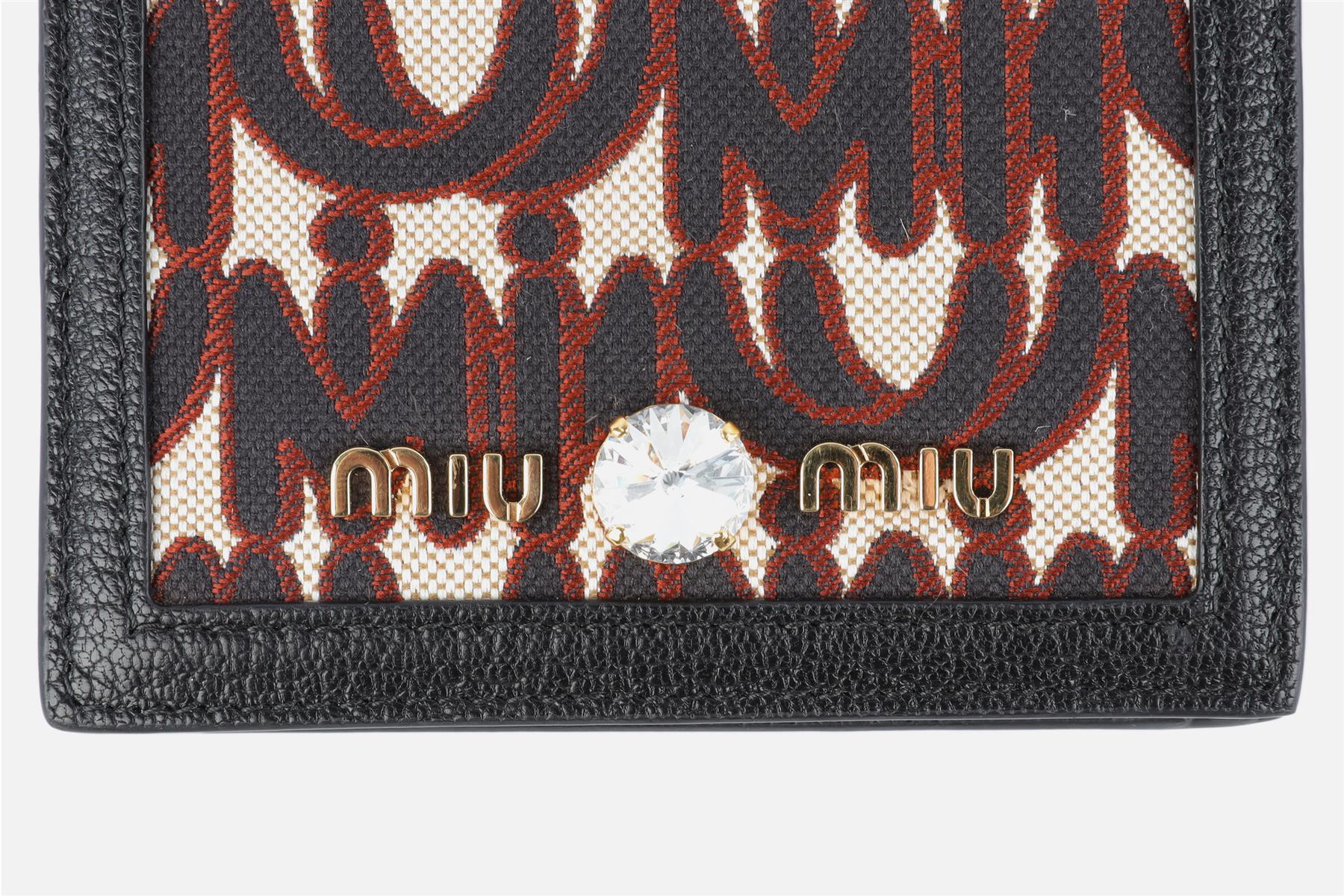 MIU MIU BLACK MADRAS JACQUARD WALLET