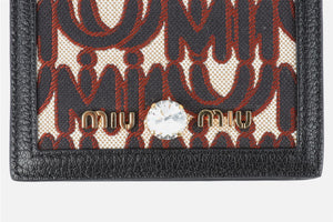 MIU MIU BLACK MADRAS JACQUARD WALLET