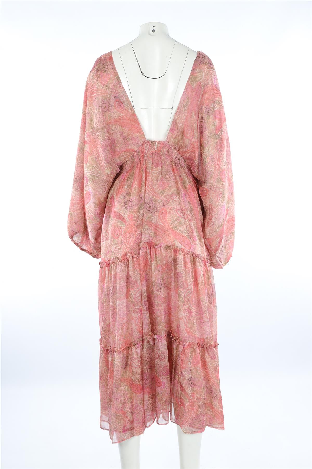 MISA LOS ANGELES PINK CHIFFON MAXI DRESS LARGE