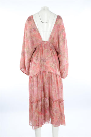 MISA LOS ANGELES PINK CHIFFON MAXI DRESS LARGE