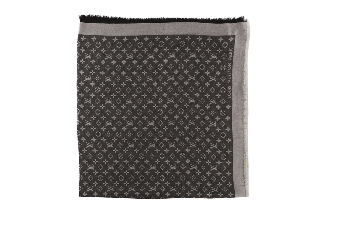 LOUIS VUITTON GREY MONOGRAM SILK SCARF