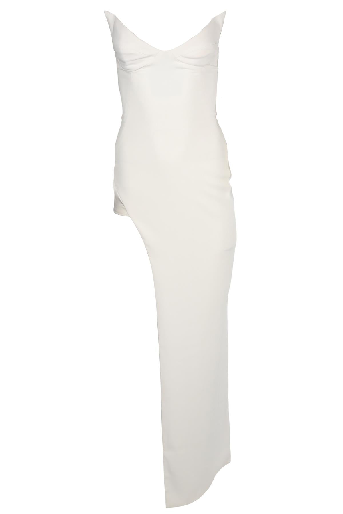 MÔNOT WHITE CREPE MAXI DRESS IT 38 UK 6