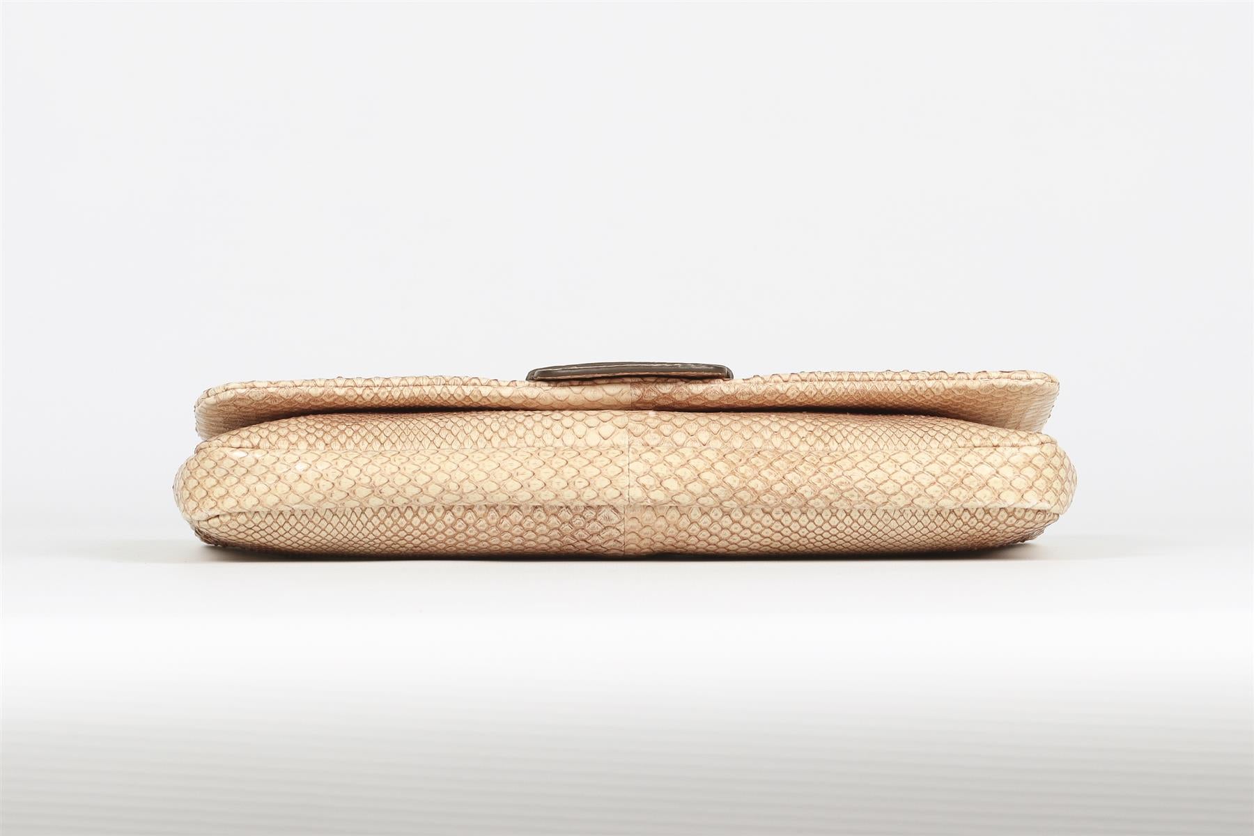 TOD'S BEIGE PYTHON AND LEATHER CLUTCH